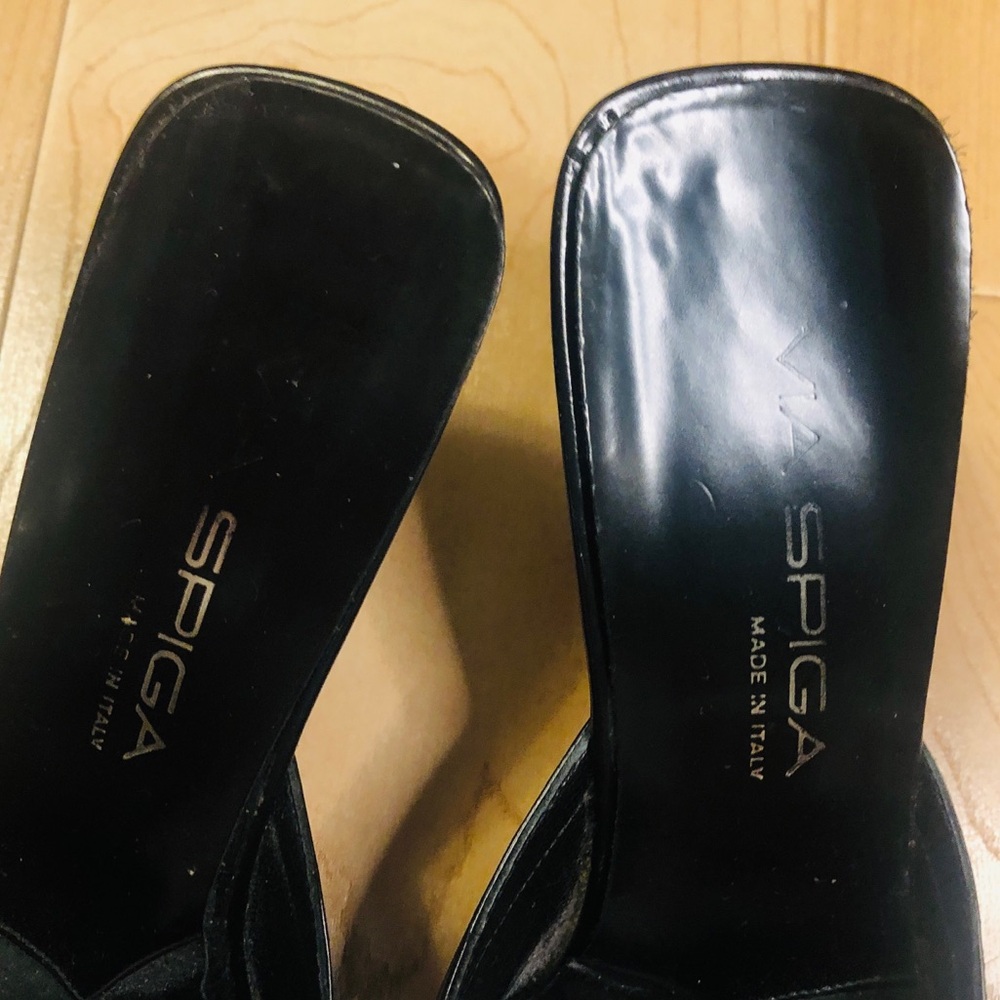 Via Spiga Elegant Black Women's Mules with Kitten Heels and Bow - Picture 14 of 14